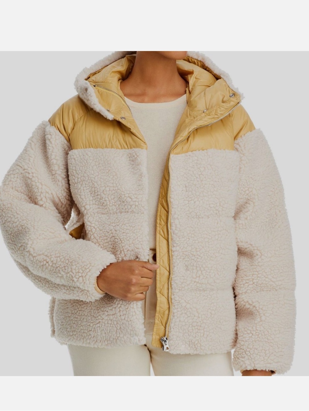 rag & bone Joelle Faux Shearling Hooded Down Puffer Jacket - Picture 1 of 5